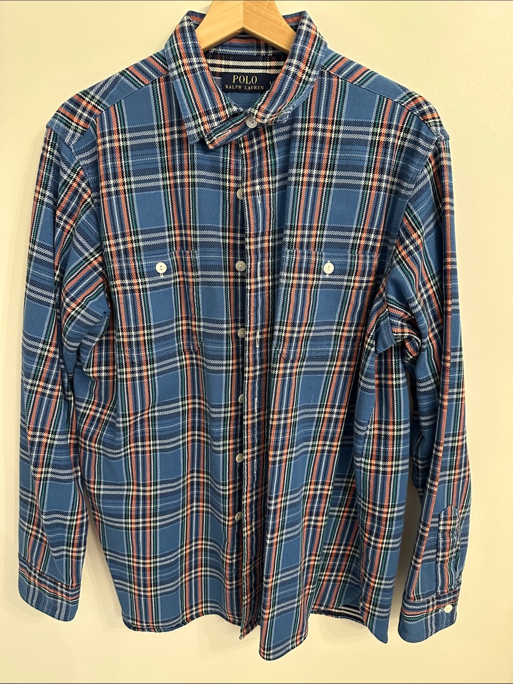 Polo by Ralph Lauren Blue Plaid Long-Sleeve Button-Down Flannel